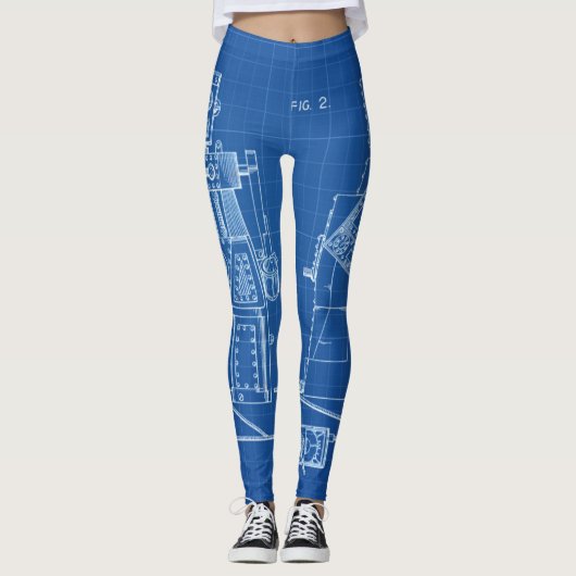 robotblauwdrukken leggings (Voorkant)