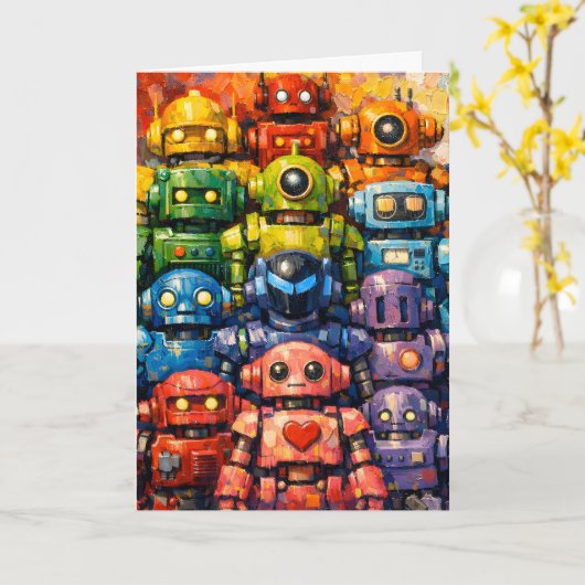 robotfeest kaart (Gele Bloem)