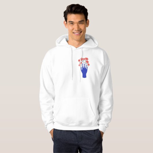 Robothand met bloeiende Rozen artwork Hoodie (Voorkant volledig)