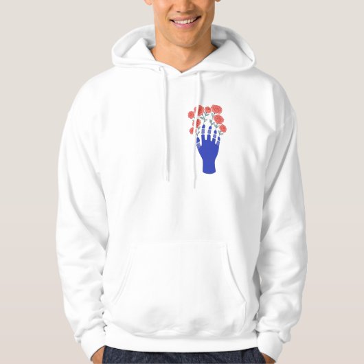 Robothand met bloeiende Rozen artwork Hoodie (Voorkant)