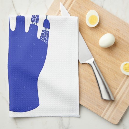 Robothand met bloeiende Rozen artwork Theedoek (Quarter Fold)