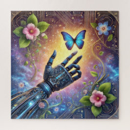 Robothand & Vlinder AI Natuur Harmonie Legpuzzel