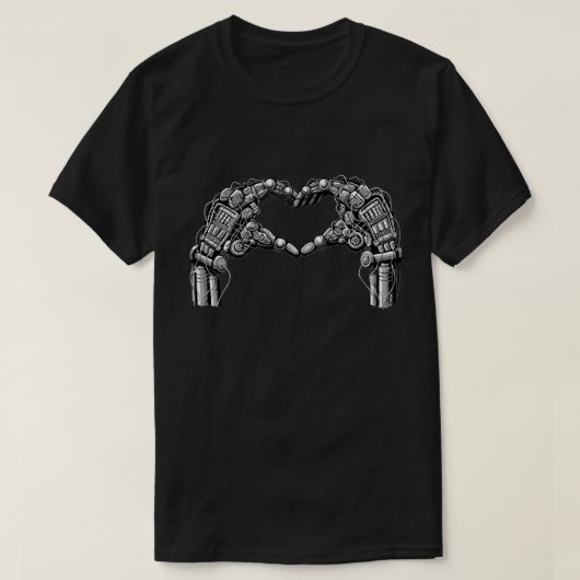 Robothanden vormen een hartvorm t-shirt (Design voorkant)