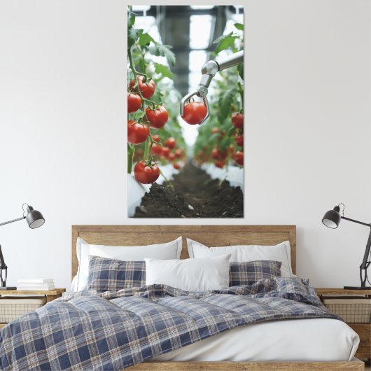Robotic arms precisely pick ripe tomatoes  canvas afdruk (Insitu (Slaapkamer))