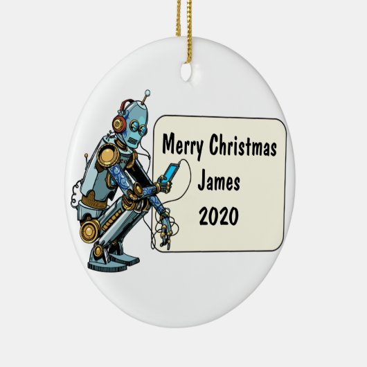 Robotic Custom Kerstmis Keramisch Ornament (Rechts)