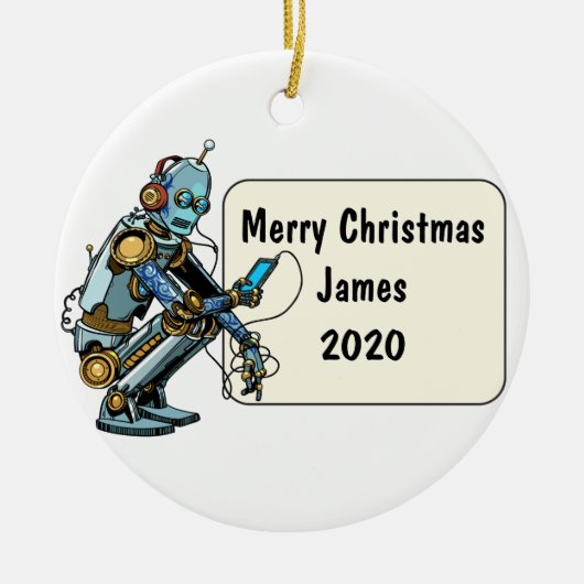 Robotic Custom Kerstmis Keramisch Ornament (Voorkant)