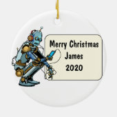 Robotic Custom Kerstmis Keramisch Ornament (Achterkant)