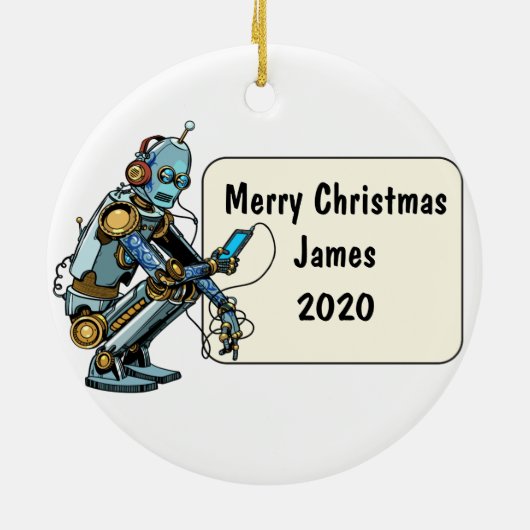 Robotic Custom Kerstmis Keramisch Ornament (Achterkant)