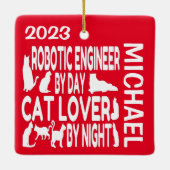 Robotic Engineer houdt van Cats CUSTOM Keramisch Ornament (Achterkant)