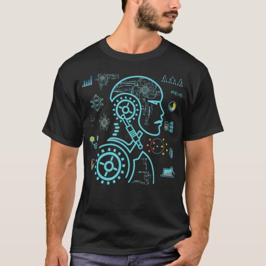 Robotic Head Artificial Intelligence Deep Machine T-shirt (Voorkant)