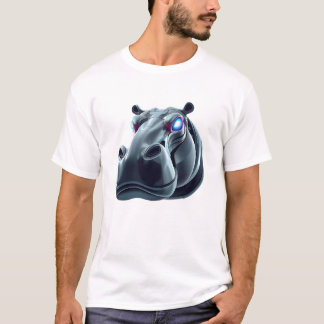 Robotic Hippo Face Art T-shirt