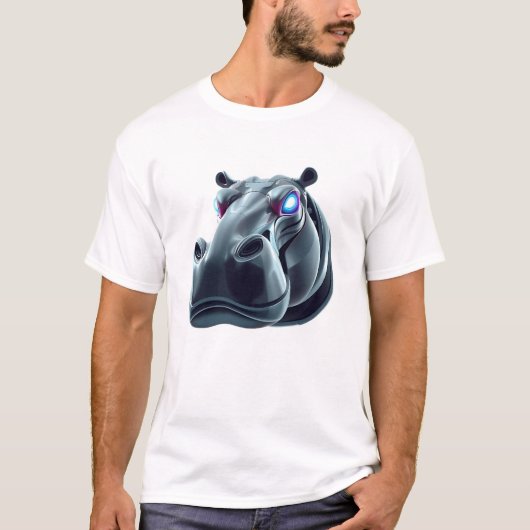 Robotic Hippo Face Art T-shirt (Voorkant)