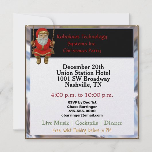 Robotic kerstparty uitnodigen kaart (Achterkant)