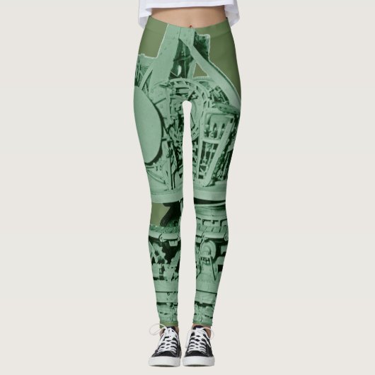 Robotic Metal Machines Industrial Green Leggings (Voorkant)