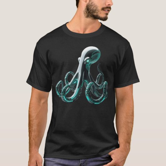 Robotic Octopus - futuristisch technisch ontwerp T-shirt (Voorkant)
