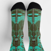 Robotic PCB Microchip Turquoise Geek met monogram Sokken (Top)