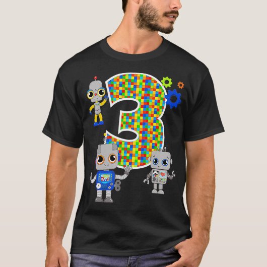 Robotica Engineer 3e verjaardag STEM Partij 3 jaar T-shirt (Voorkant)