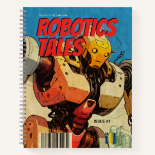 Robotica Verhalen Vintage Sci-Fi Strip Kunst Notitieboek