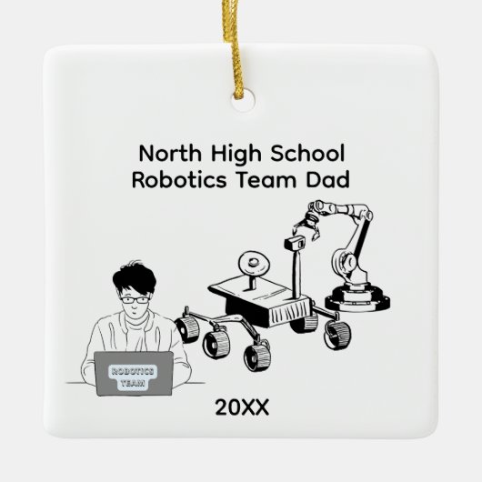 Roboticateam Vader op Middelbare School Keramisch Ornament (Voorkant)