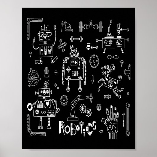 Robotics Engineer Technician Funny Vintage Robot  Poster (Voorkant)