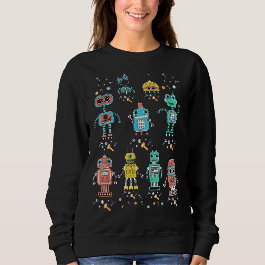 Robotics Engineering Cute Retro Colorful Robot Col Trui (Voorkant)