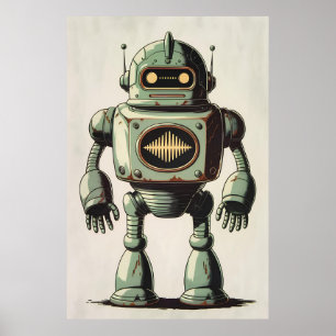  robotillustratie - Retro Sci-Fi-illustraties Poster