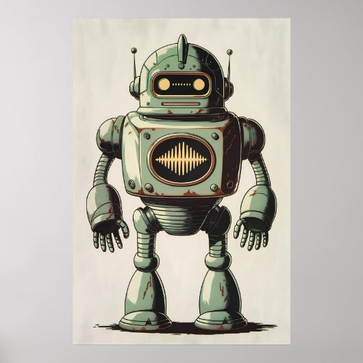  robotillustratie - Retro Sci-Fi-illustraties Poster (Voorkant)