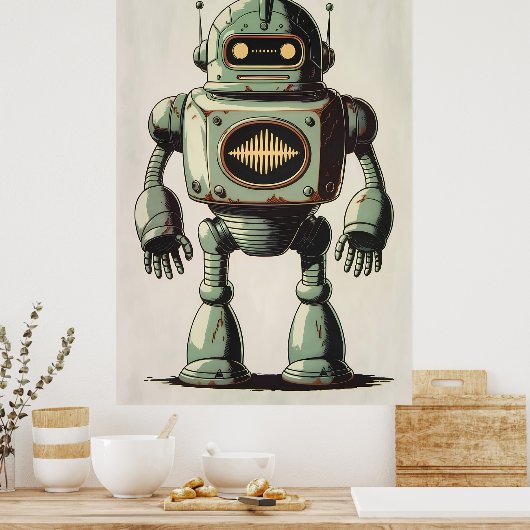  robotillustratie - Retro Sci-Fi-illustraties Poster (Keuken)