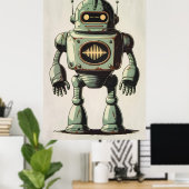  robotillustratie - Retro Sci-Fi-illustraties Poster (Thuiskantoor)