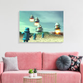 Robotinvasie vanaf boven V2 verrekte canvasprin Canvas Afdruk (Insitu (Woonkamer))
