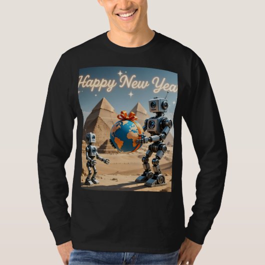 Robotisch nieuwjaar in Egypte T-shirt (Voorkant)