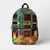 Robotische naam van geek en Glitch printplaat Bedrukte Rugzak (Voorkant)