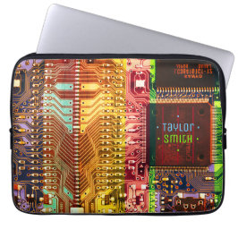 Robotische naam van geek en Glitch printplaat Laptop Sleeve