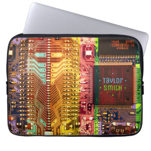 Robotische naam van geek en Glitch printplaat Laptop Sleeve