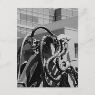 Robotische ominale machines, zwart en wit briefkaart