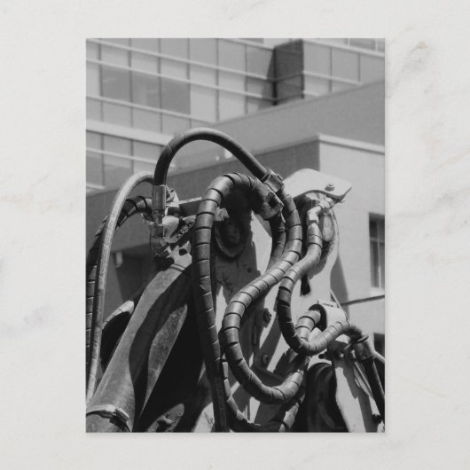 Robotische ominale machines, zwart en wit briefkaart (Voorkant)