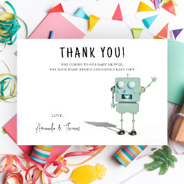Robotjongen Baby Shower - dank je wel Bedankkaart