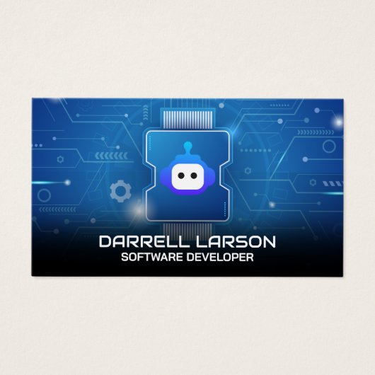 Robotlogo | Blauwe printplaat  Visitekaartje (Voorkant)
