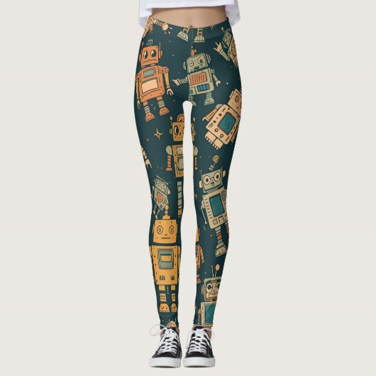 Robotpatroon Leggings – Cadeau voor jonge techfans (Voorkant)