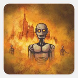 robotrevolutie scifi-sticker vierkante sticker