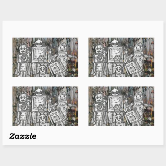 Robots 11 rechthoekige sticker (Vel)