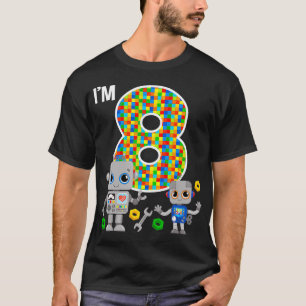 Robots 8th Birthday Robot Party Robotics 8 Year Ol T-shirt
