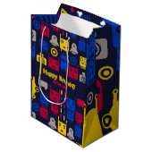 Robots Aliens Cartoon Gift Bag Medium Cadeauzakje (Voorkant Gekanteld)