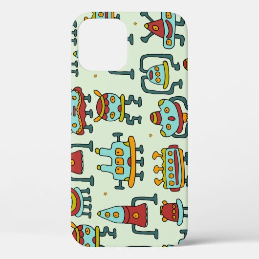 Robots Aliens Patroon Illustratie Case-Mate iPhone Case (Achterkant)