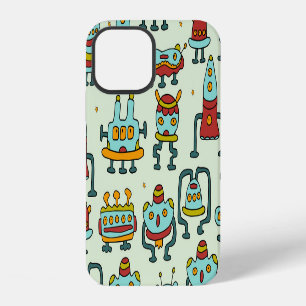 Robots Aliens  Patroon Illustratie iPhone 12 Hoesje