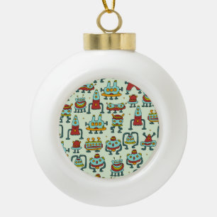 Robots Aliens  Patroon Illustratie Keramische Bal Ornament