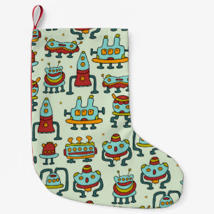 Robots Aliens Patroon Illustratie Kleine Kerstsok