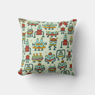 Robots Aliens Patroon Illustratie Kussen
