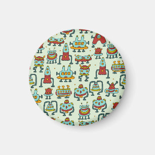 Robots Aliens  Patroon Illustratie Magneet