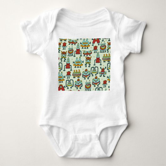 Robots Aliens  Patroon Illustratie Romper (Voorkant)